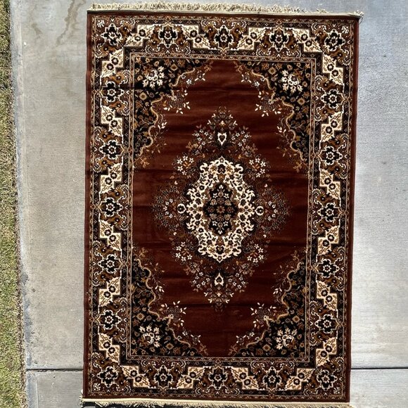 60's MOSSUL Brown Floral UNUSED Rya Rug Mid Century Modern - Picture 2 of 6